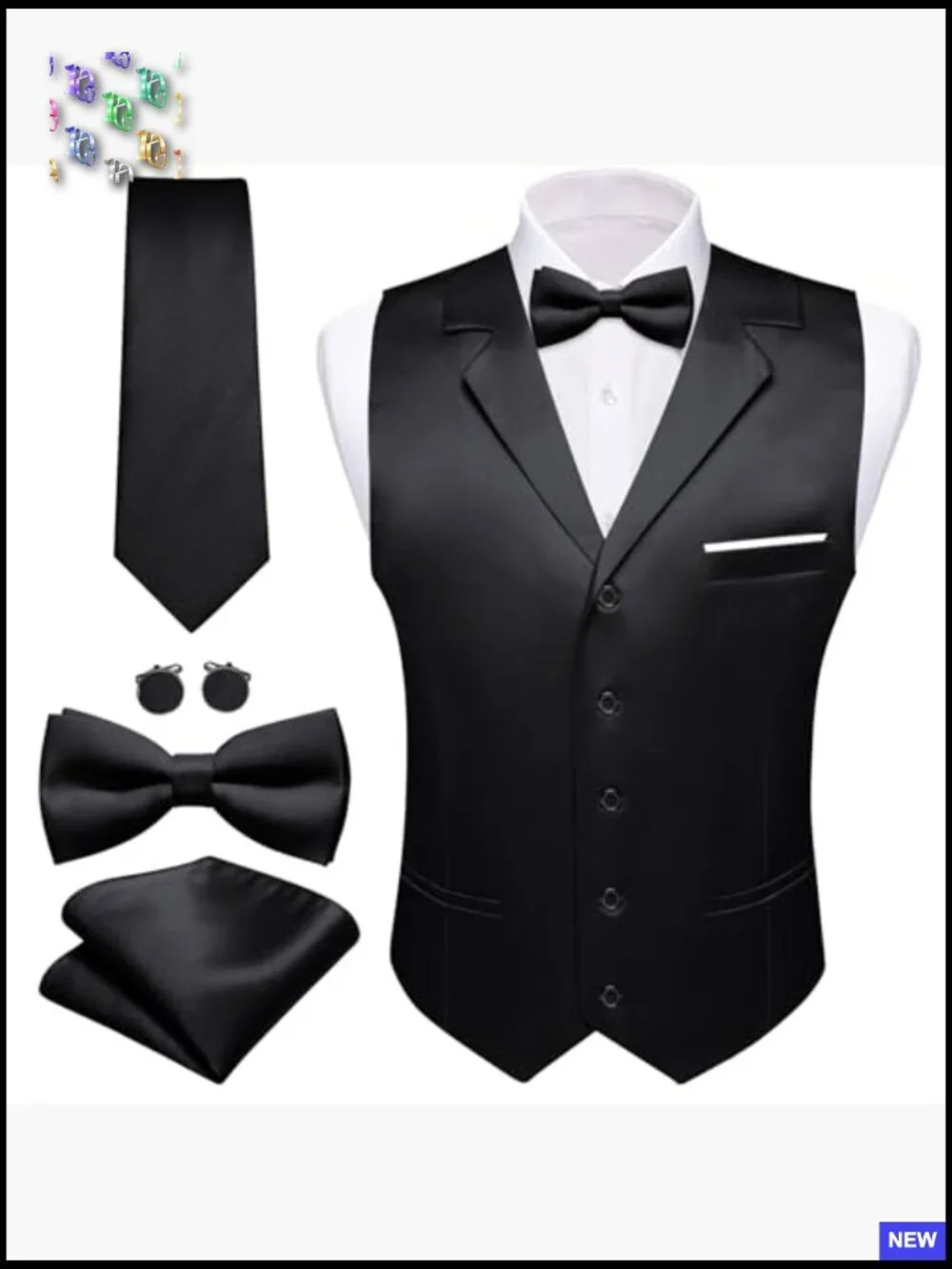 Slim Fit Formal Vest Set Lapel Collar Wedding Party Tuxedo Waistcoat Elegant